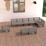 9 Piece Garden Lounge Set Grey Solid Pinewood