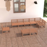 9 Piece Garden Lounge Set Honey Brown Solid Pinewood