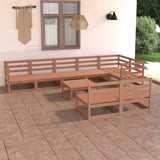 9 Piece Garden Lounge Set Honey Brown Solid Pinewood