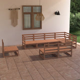 8 Piece Garden Lounge Set Honey Brown Solid Pinewood