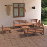 9 Piece Garden Lounge Set Honey Brown Solid Pinewood