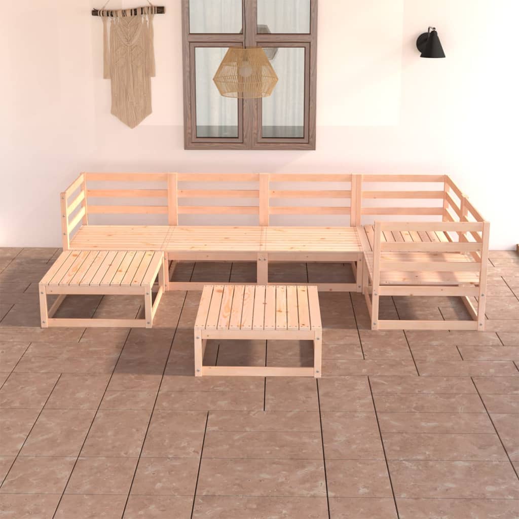 7 Piece Garden Lounge Set Solid Wood Pine