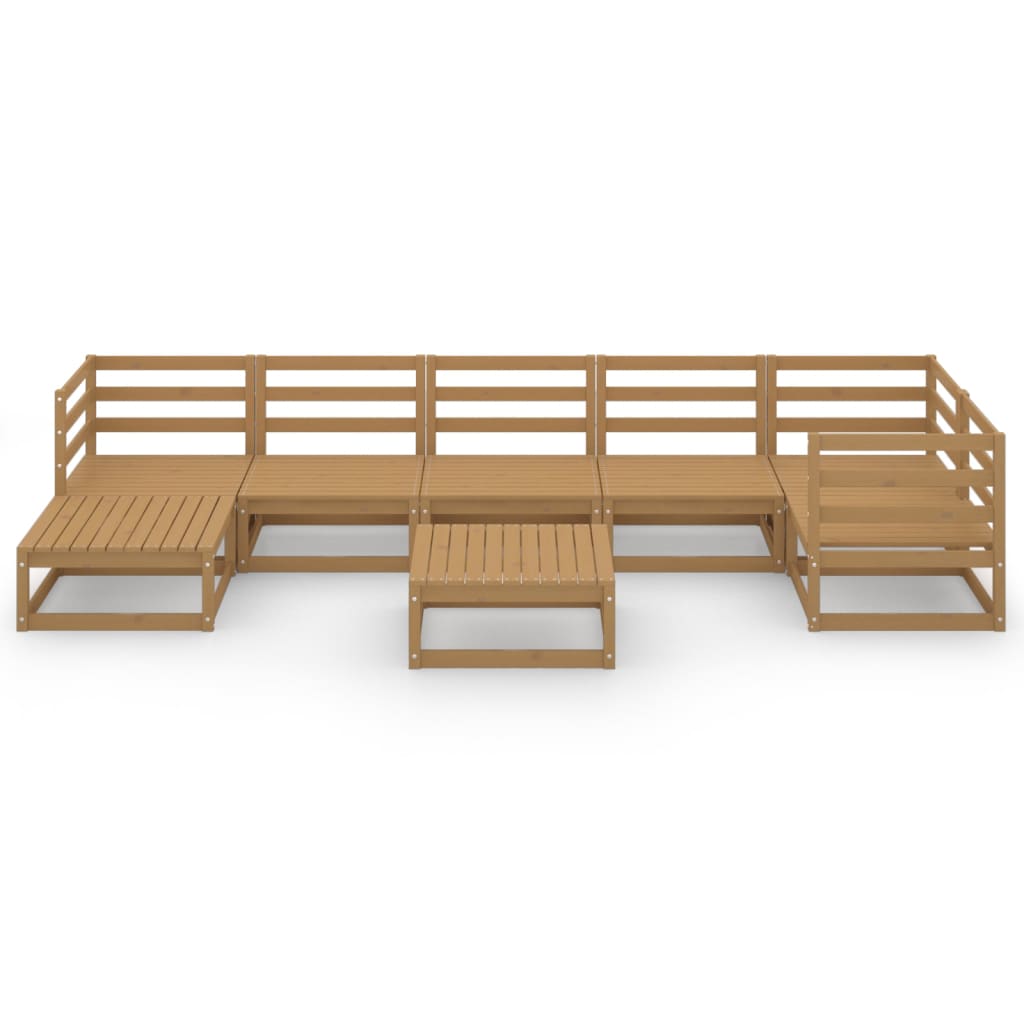 8 Piece Garden Lounge Set Honey Brown Solid Pinewood