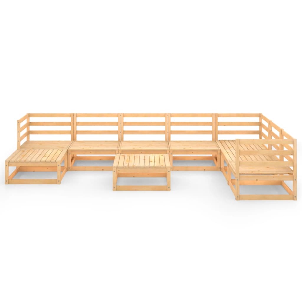 9 Piece Garden Lounge Set Solid Wood Pine