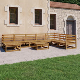 9 Piece Garden Lounge Set Honey Brown Solid Pinewood