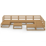 10 Piece Garden Lounge Set Honey Brown Solid Pinewood