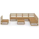 8 Piece Garden Lounge Set Honey Brown Solid Pinewood