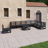 9 Piece Garden Lounge Set Black Solid Pinewood