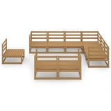 9 Piece Garden Lounge Set Honey Brown Solid Pinewood