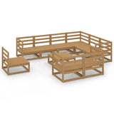 10 Piece Garden Lounge Set Honey Brown Solid Pinewood