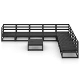 9 Piece Garden Lounge Set Black Solid Pinewood