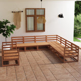 9 Piece Garden Lounge Set Honey Brown Solid Pinewood