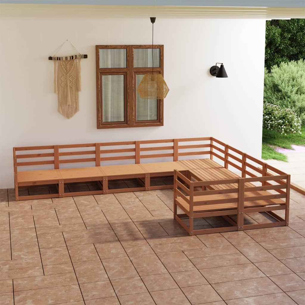 9 Piece Garden Lounge Set Solid Pinewood