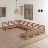 9 Piece Garden Lounge Set Solid Pinewood