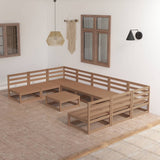 10 Piece Garden Lounge Set Solid Pinewood