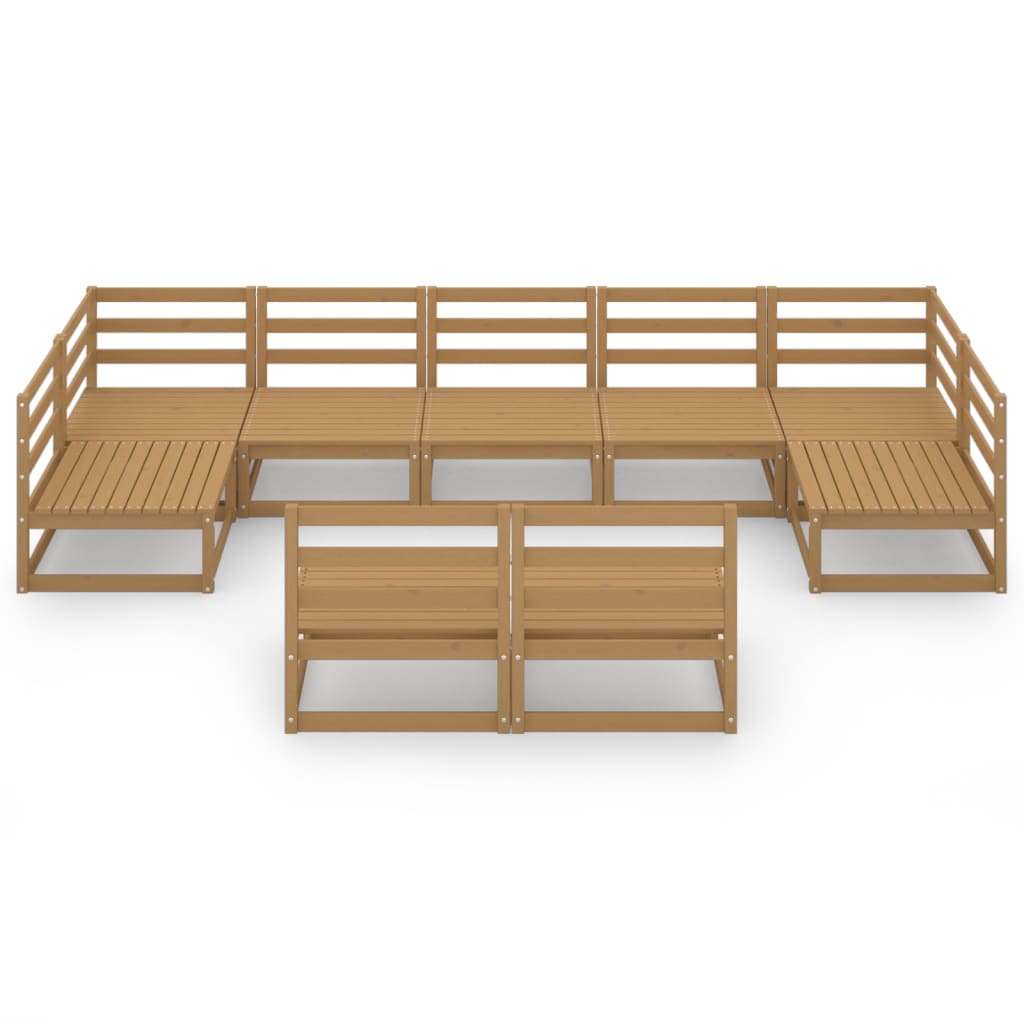 9 Piece Garden Lounge Set Solid Pinewood