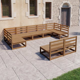 9 Piece Garden Lounge Set Solid Pinewood