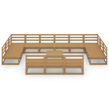 14 Piece Garden Lounge Set Solid Pinewood