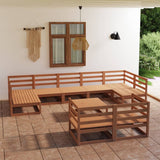 10 Piece Garden Lounge Set Solid Pinewood