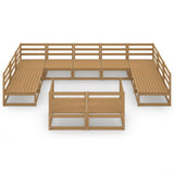 11 Piece Garden Lounge Set Solid Pinewood