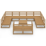 12 Piece Garden Lounge Set Solid Pinewood