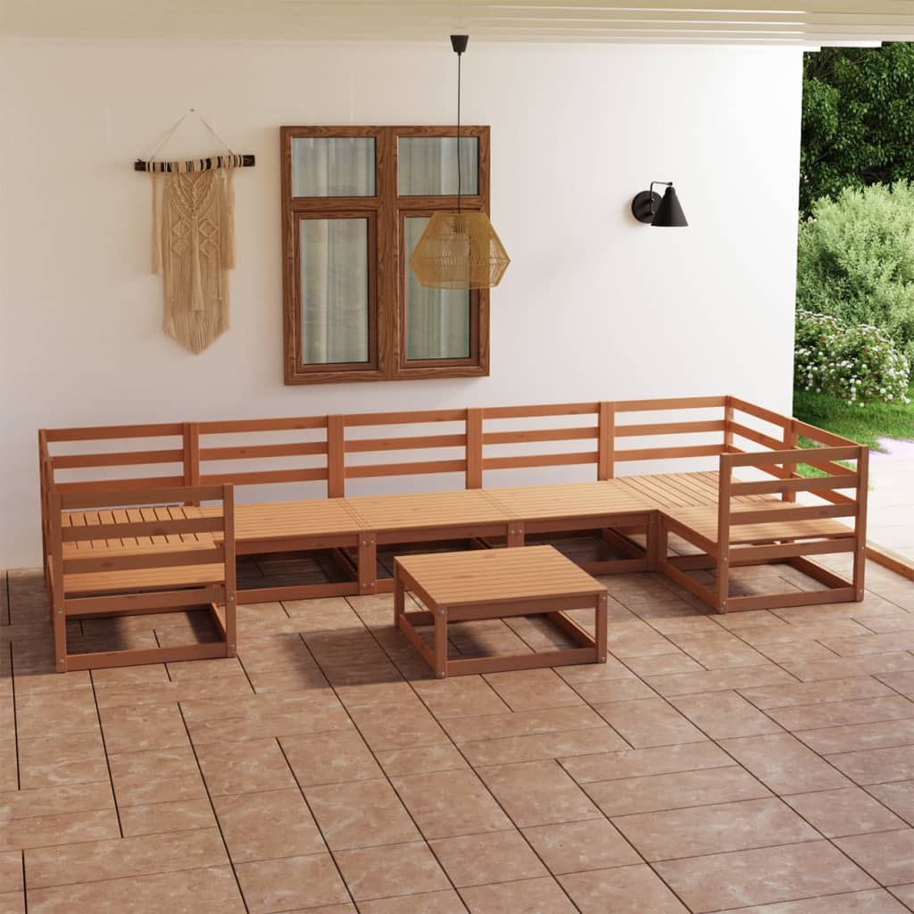 8 Piece Garden Lounge Set Solid Pinewood