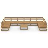 11 Piece Garden Lounge Set Solid Pinewood