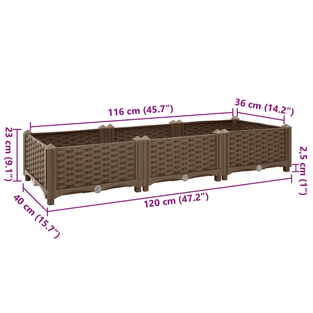 Raised Bed 120x40x23 cm Polypropylene