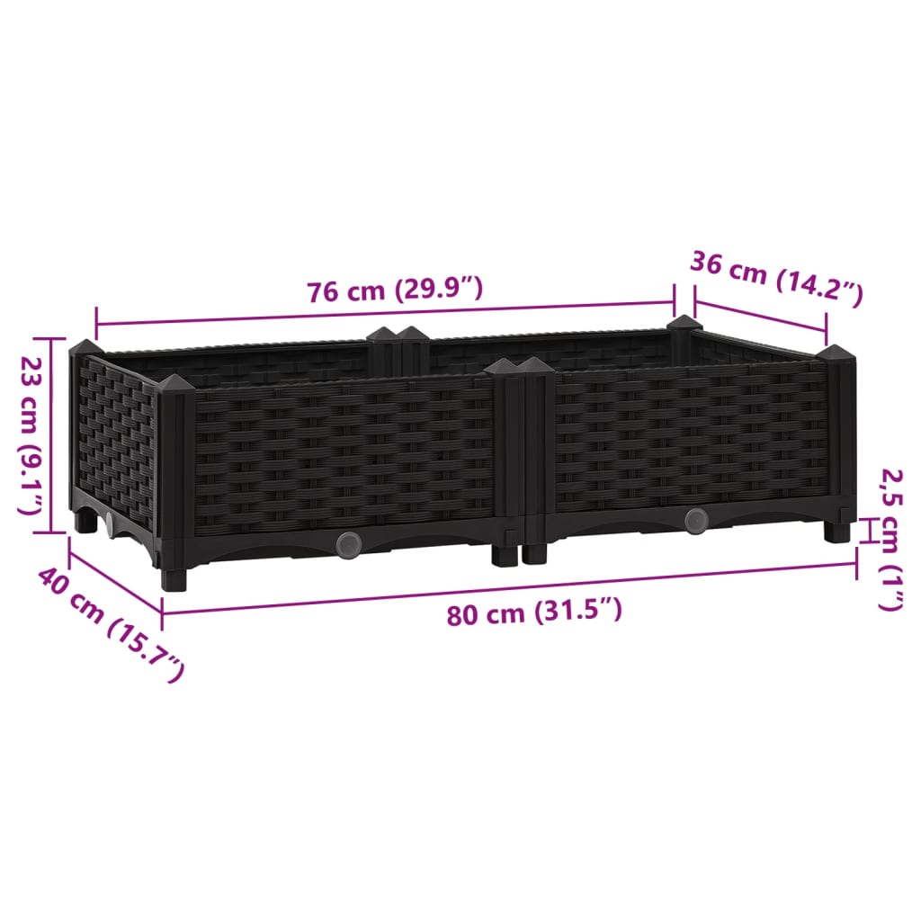 Raised Bed 80x40x23 cm Polypropylene