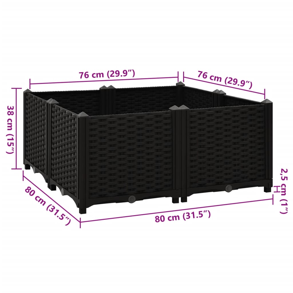 Raised Bed 80x80x38 cm Polypropylene