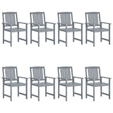 Garden Chairs 8 pcs Solid Acacia Wood Grey