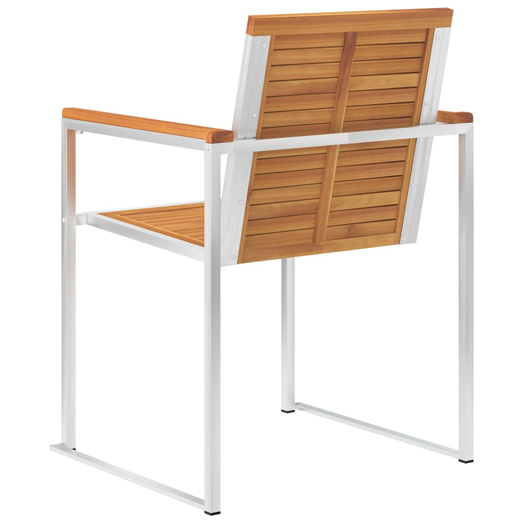 Garden Chairs 4 pcs Solid Acacia Wood and Stainless Steel