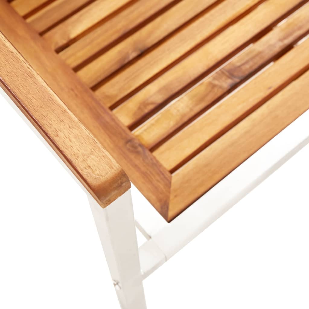 Garden Chairs 4 pcs Solid Acacia Wood and Stainless Steel