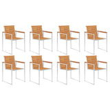 Garden Chairs 8 pcs Solid Acacia Wood and Stainless Steel