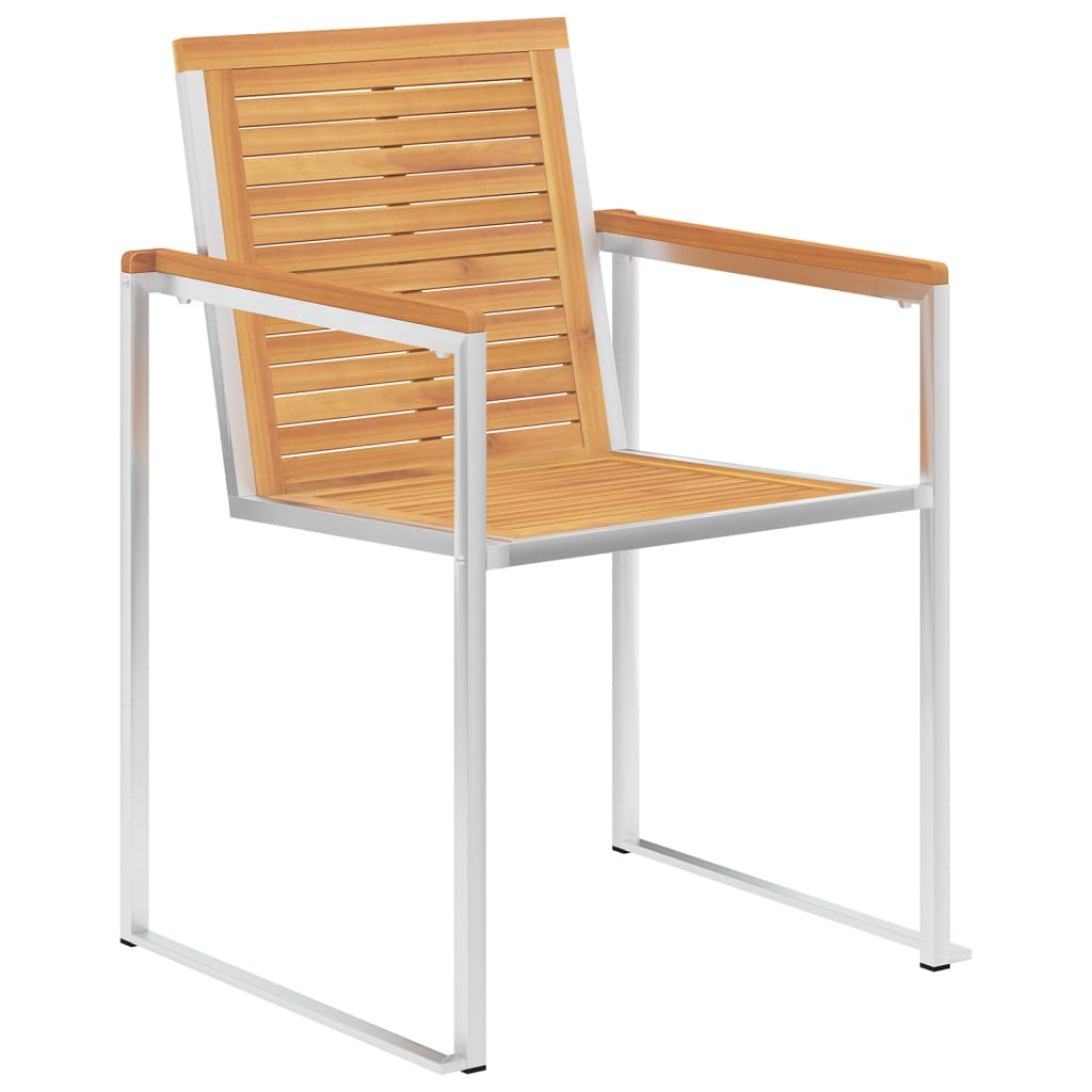 Garden Chairs 4 pcs Solid Teak Wood and Stainless Steel