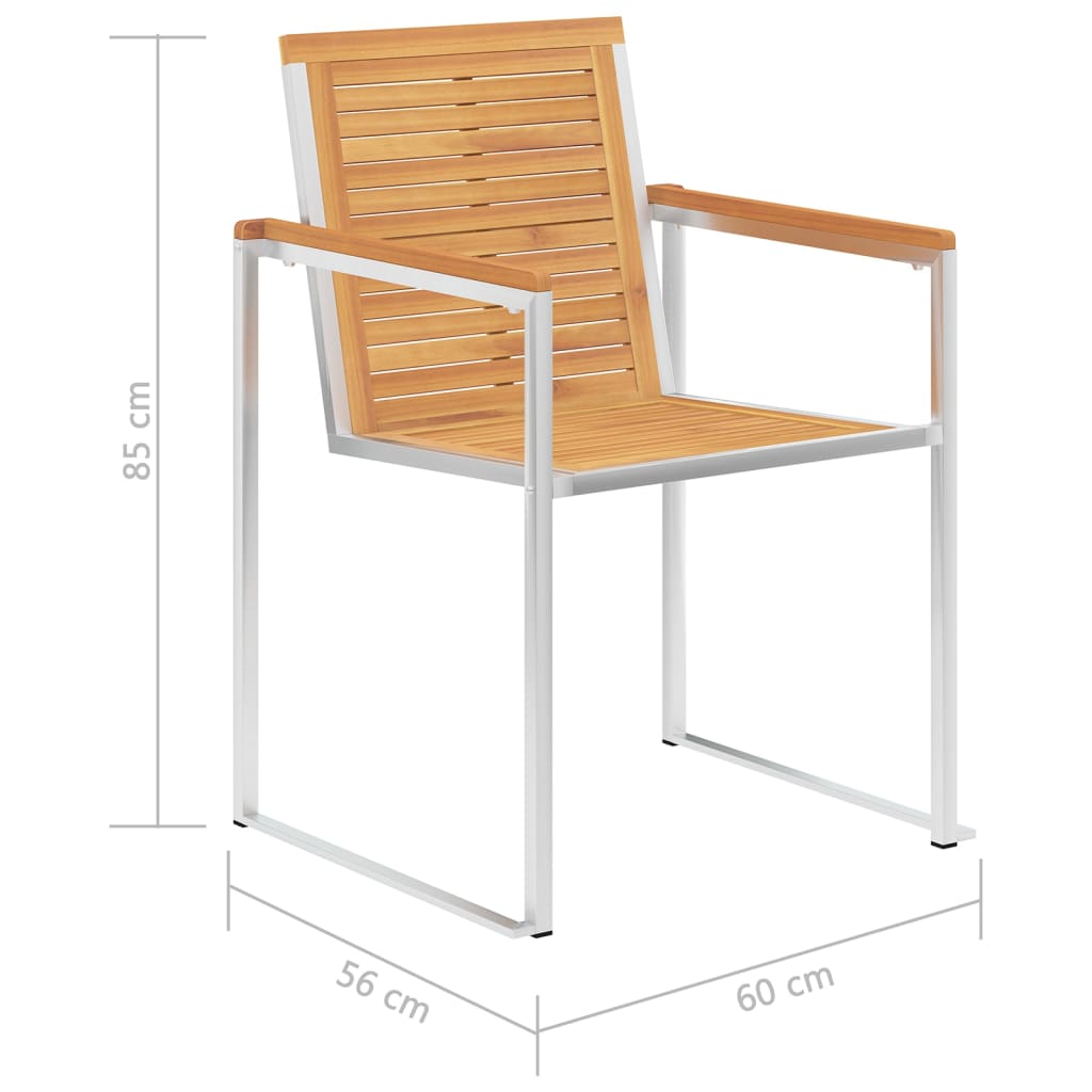 Garden Chairs 4 pcs Solid Teak Wood and Stainless Steel