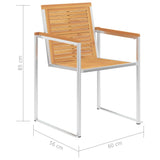 Garden Chairs 4 pcs Solid Teak Wood and Stainless Steel