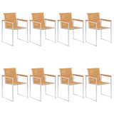 Garden Chairs 8 pcs Solid Teak Wood and Stainless Steel