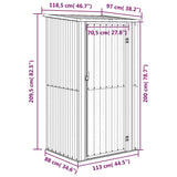 Garden Shed Brown 118.5x97x209.5 cm Galvanised Steel