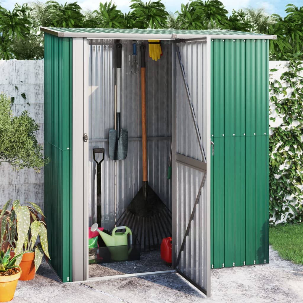 Garden Shed Green 180.5x97x209.5 cm Galvanised Steel