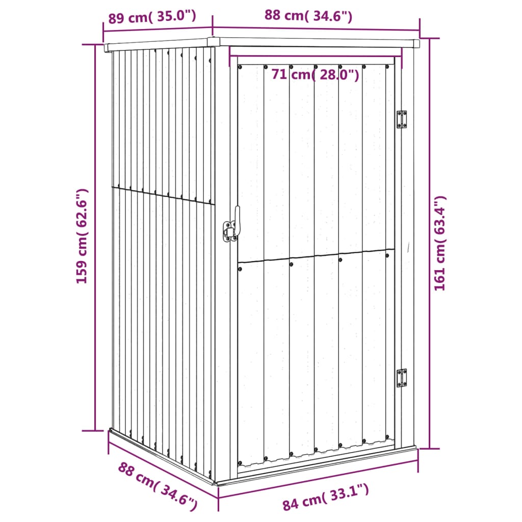 vidaXL Garden Tool Shed Green 88x89x161 cm Galvanised Steel