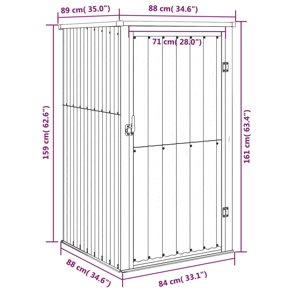 vidaXL Garden Tool Shed Brown 88x89x161 cm Galvanised Steel