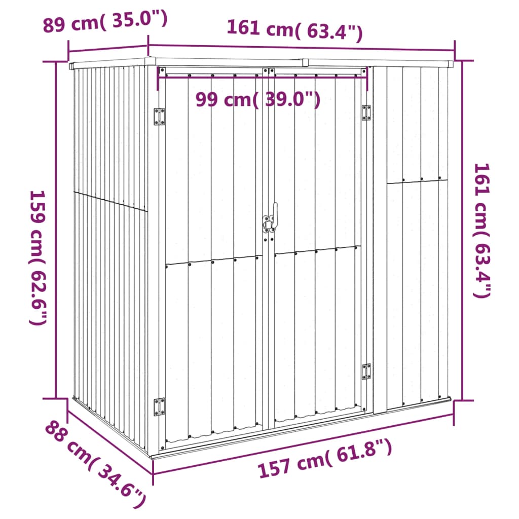 vidaXL Garden Tool Shed Green 161x89x161 cm Galvanised Steel