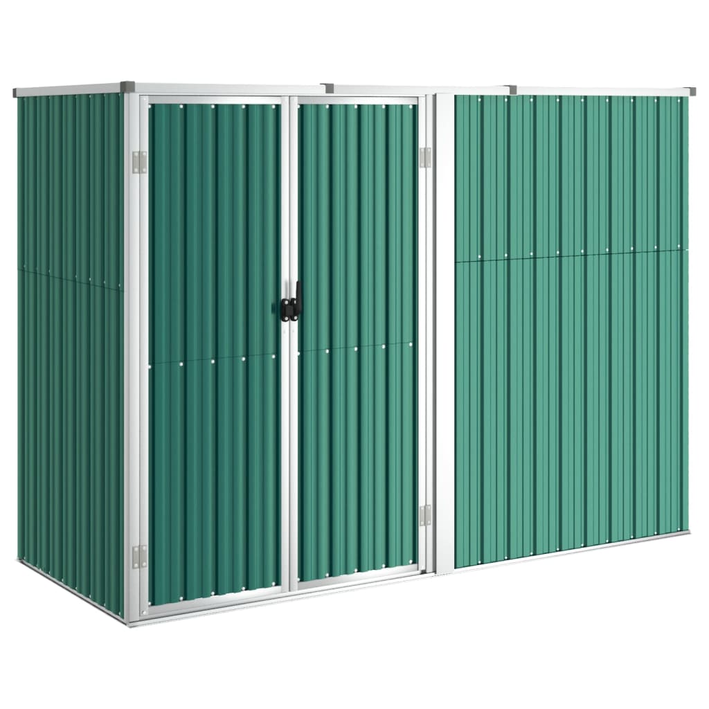 Garden Tool Shed Green 225x89x161 cm Galvanised Steel