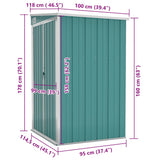 Wall-mounted Garden Shed Green 118x100x178 cm Galvanised Steel