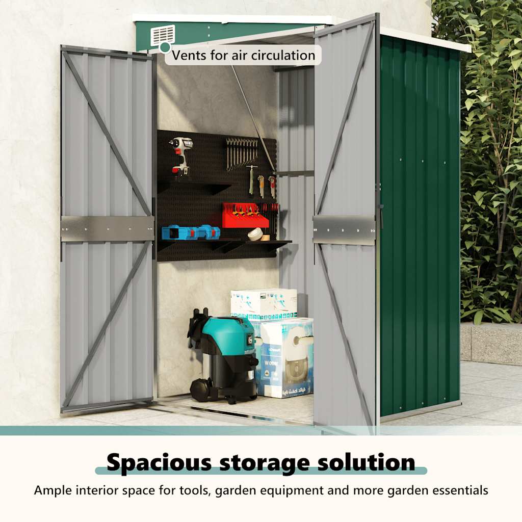 Wall-mounted Garden Shed Green 118x100x178 cm Galvanised Steel