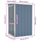 Wall-mounted Garden Shed Grey 118x100x178 cm Galvanised Steel