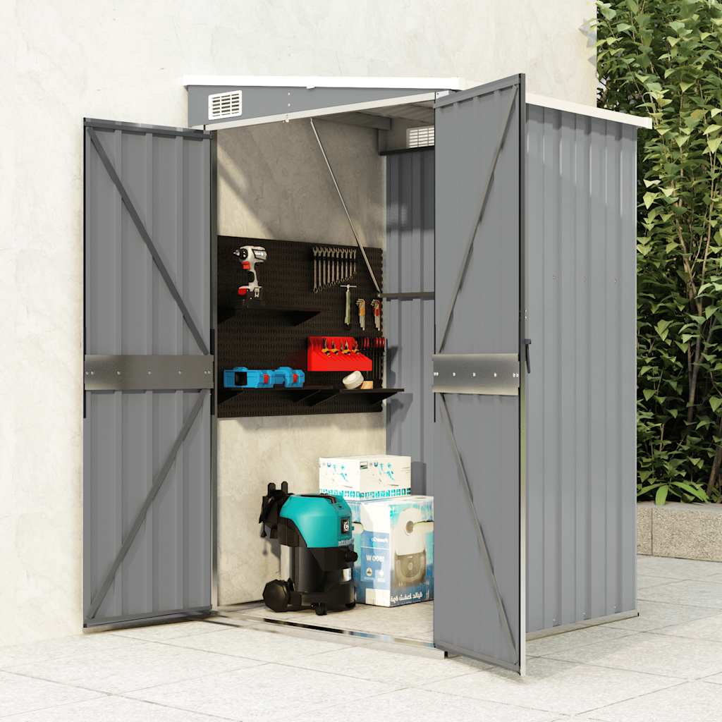 Wall-mounted Garden Shed Grey 118x100x178 cm Galvanised Steel