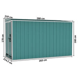 Wall-mounted Garden Shed Green 118x288x178 cm Galvanised Steel