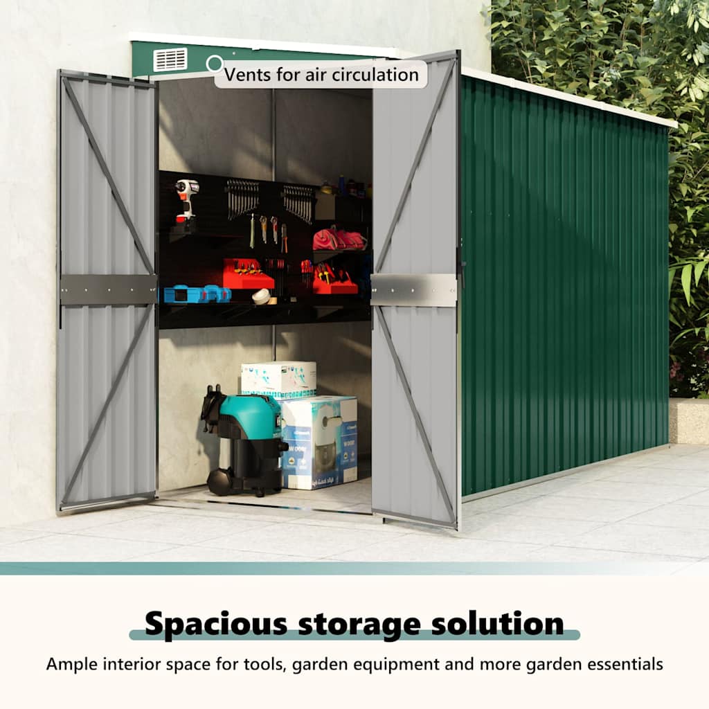 Wall-mounted Garden Shed Green 118x288x178 cm Galvanised Steel
